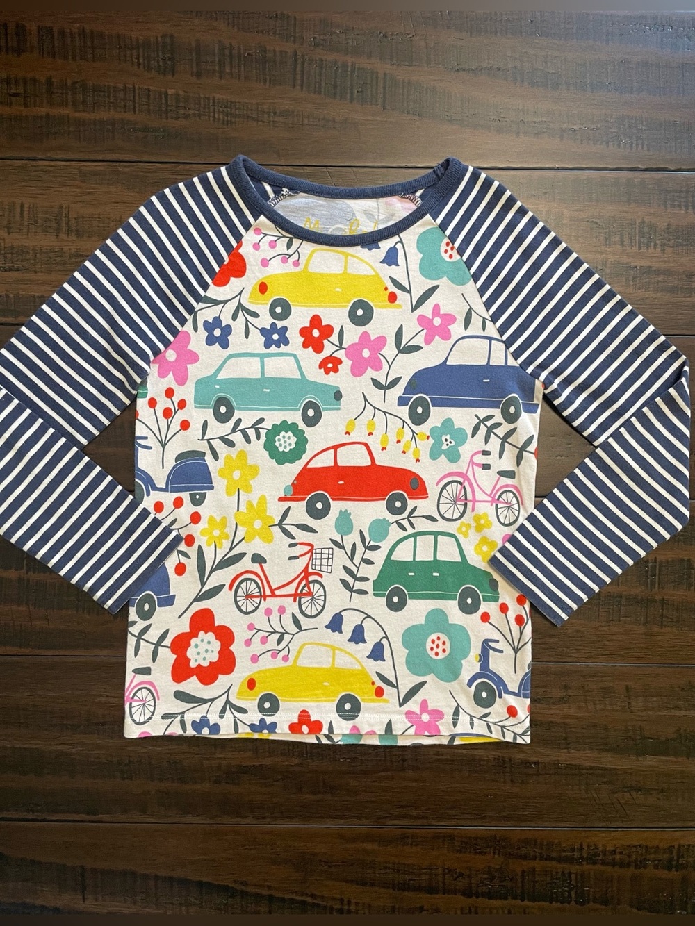 Mini Boden Colorful Cars and Flowers Printed T-Shirt